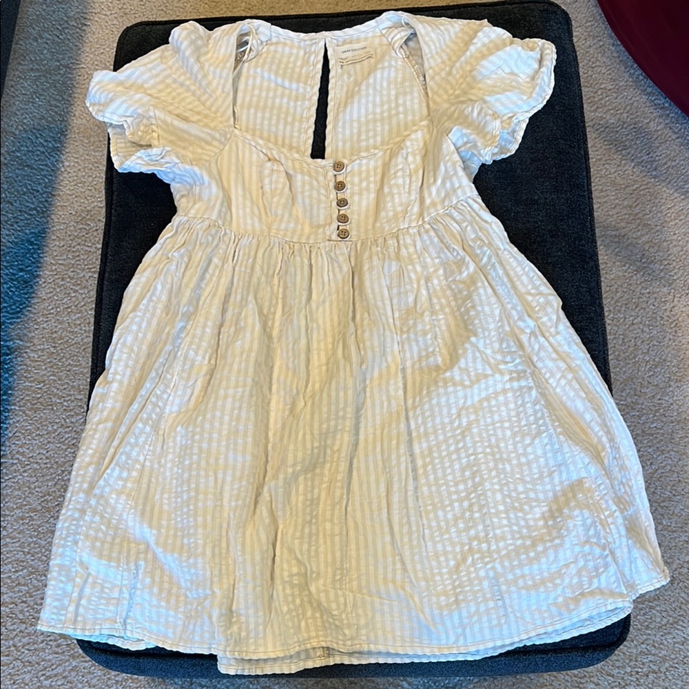 Urban Outfitters Cream Pleated Midi Sundress